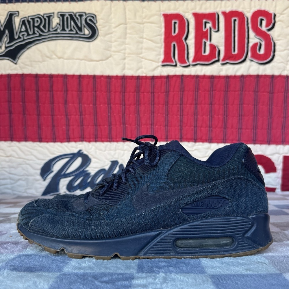Size 12 - Nike‎ Air Max 90 Premium Jacquard Indigo Blue Shoes 918358-400 Men's